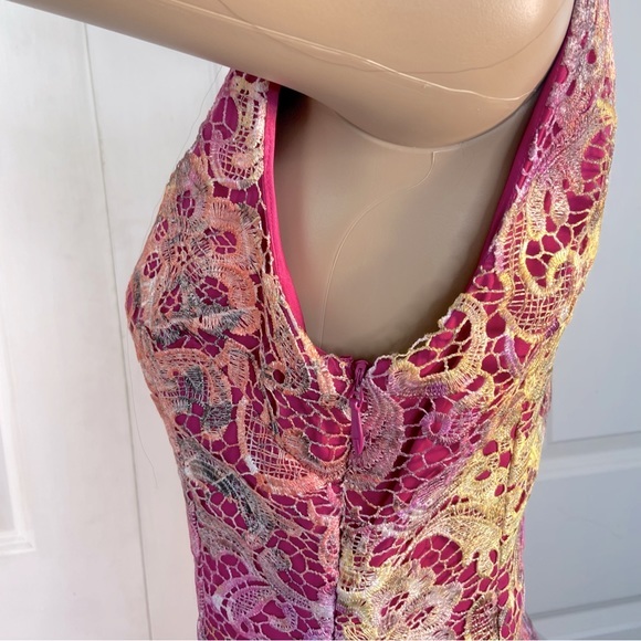 NWT Badgley Mischka Floral Lace Embroidery Overlay Dress - Picture 12 of 17